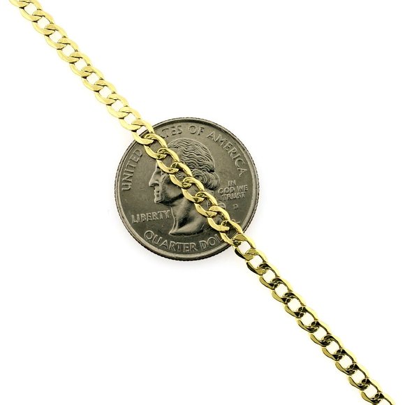 Real 10K Yellow Gold 2.5mm Cuban Link Chain Necklace 18" inch - Picture 2 of 6